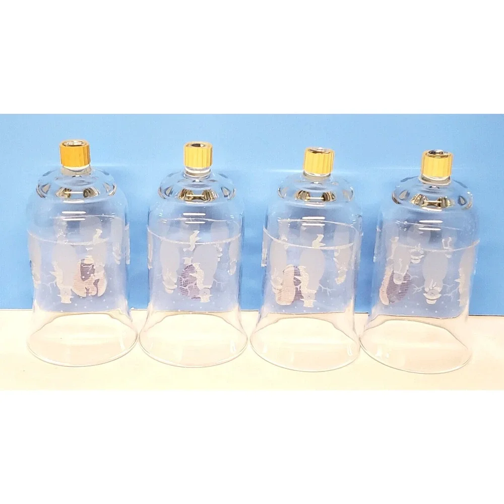 Vintage Votive Cups Glass Peg Candles Etched Snowman Home Interiors Qty‎ of 4